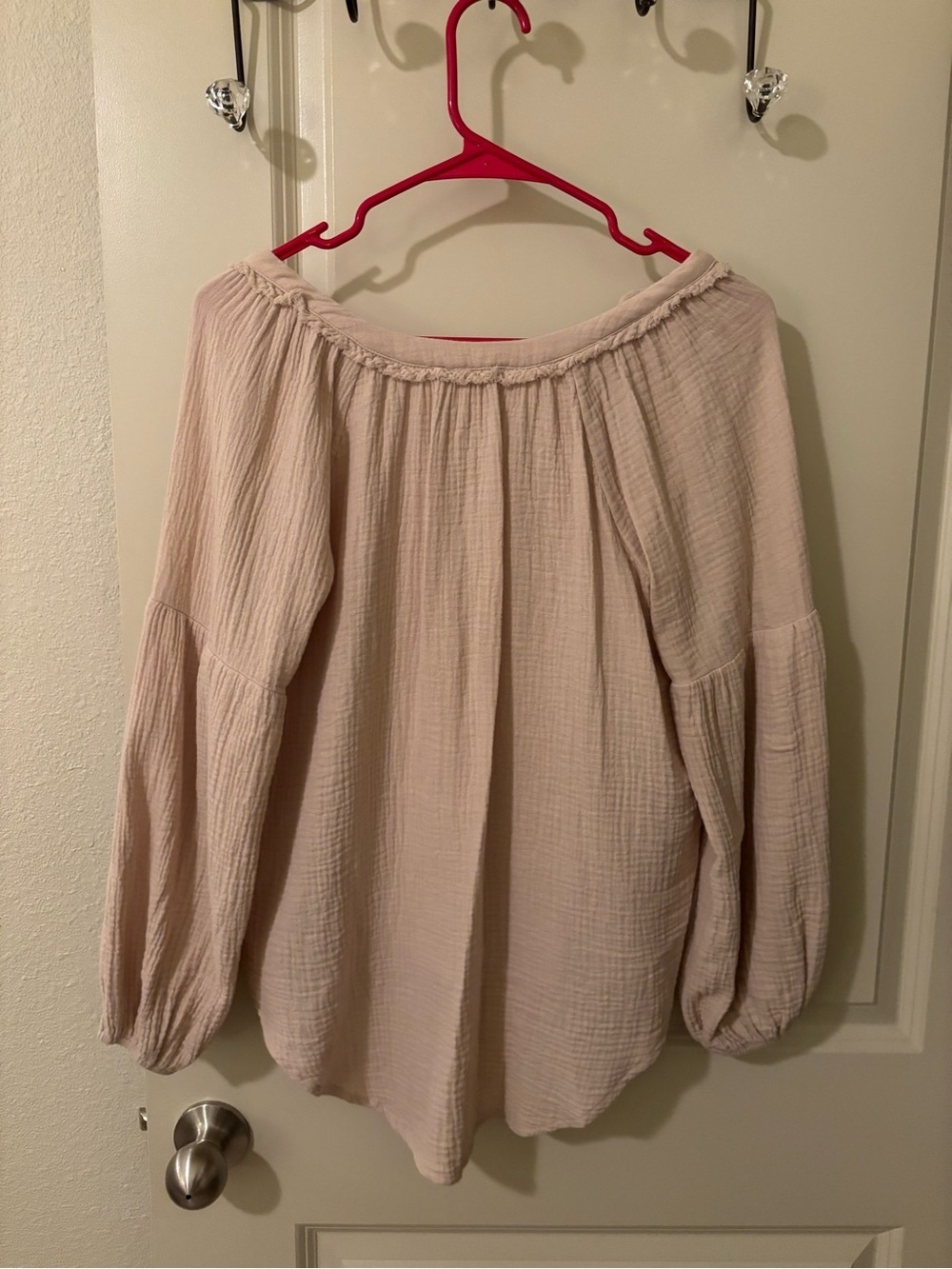 P Cill Crinkled Ruffle Peasant Blouse Small NWOT boho fall festival cotton comfy - Picture 4 of 6
